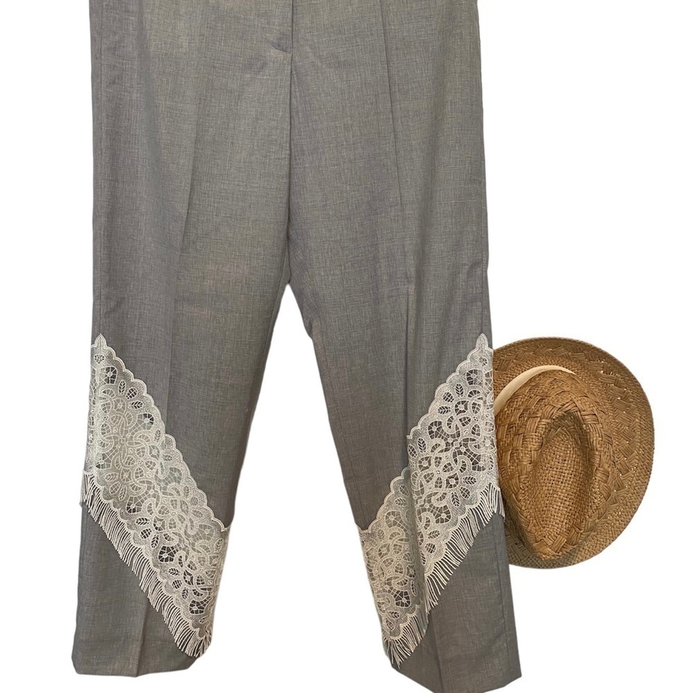 Golden Goose RARE Deluxe Brand Veneza capri grey pants trousers lace high rise - Picture 3 of 16